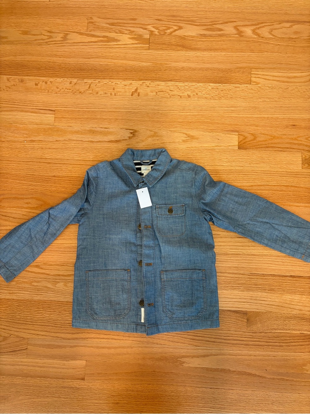 Crewcuts Light Blue Kids Chambray Chore Jacket with Patch Pockets